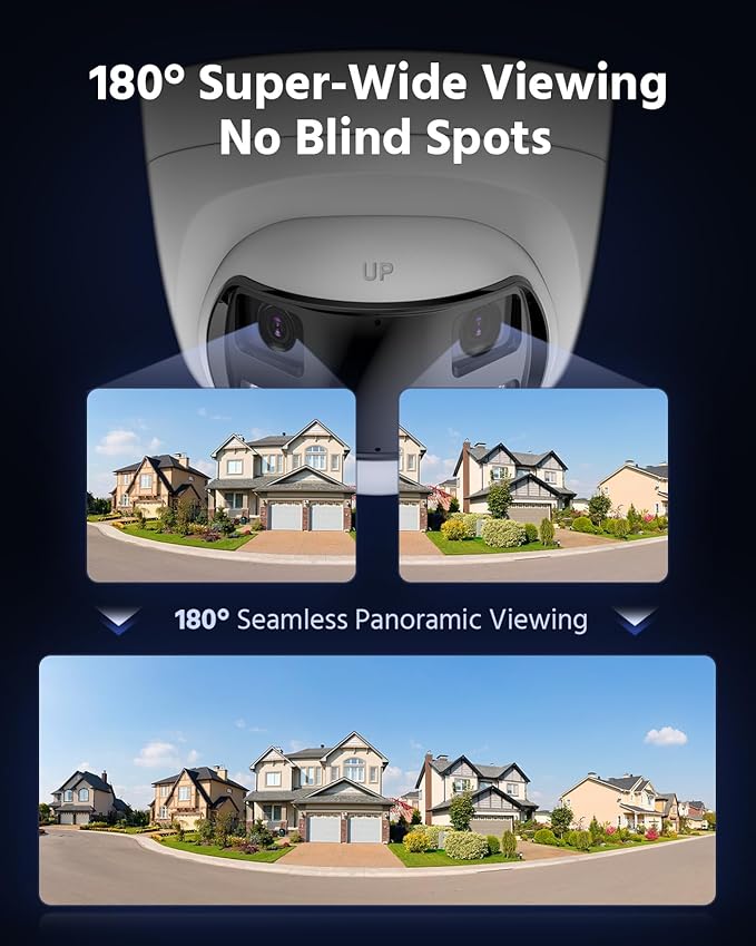 ANNKE 5MP Analog Dual-Lens Security Camera, Wired Add-On Dome Camera for TVI Analog CCTV DVR System (DVR Required, Not Included), 180°Wide Angle, Smart Dual Light, 130dB, 3D DNR, One-Way Audio, IP67