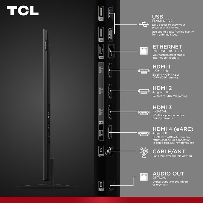 TCL 85 Inch Class QM7K Series | Mini LED QLED 4K HDR | 85QM7K, 2025 Model | 120HZ-144HZ Anti Reflective Screen Smart Google TV Dolby Atmos Onkyo Audio | Voice Remote Alexa Gaming Streaming Television