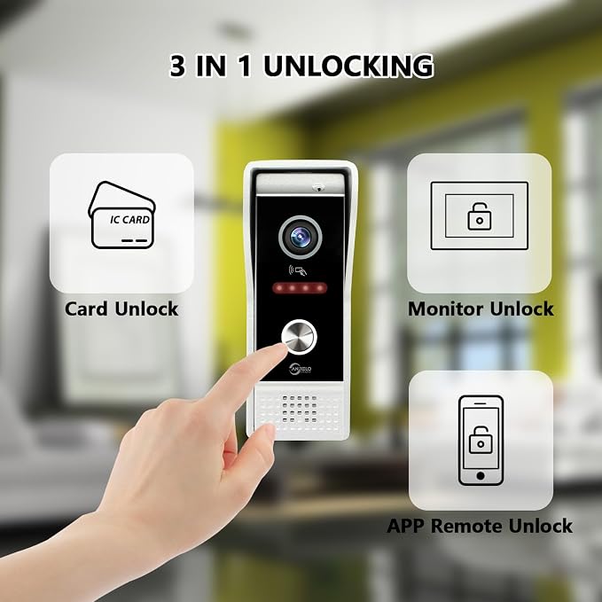 ANJIELO SMART Wired Video Doorbell with Indoor Monitor,Video Intercom System, Hardwired Door Entry Camera with Two-Way Audio, Motion Detection, Remote Unlock for Home Security