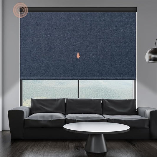 Motorized Roller Shade: Blackout, Electric Blinds, Compatible with Alexa/Google Home/Apple Homekit, Noir Denim