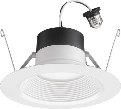Juno E Series 5"/6" LED Ceiling Light, Baffle Trim Recessed Lighting with 5-in-1 Switchable White Color, 1200 Lumens for High Ceilings, Wet Rated LED Downlight, Dimmable, White