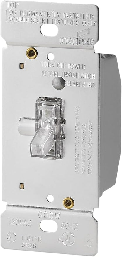Eaton TI306L-K 600-Watt 120-Volt Single-Pole/3-way Lighted Incandescent/Halogen Toggle Dimmer with Non-Preset