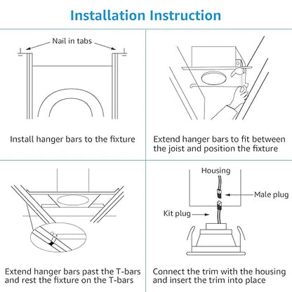 TORCHSTAR 8-Pack 6 Inch Shallow New Construction Recessed Lighting Housing, IC Rated & Air Tight Ceiling LED Downlight Can with J-Box, ETL Listed Slim/Narrow Can Light Housing, TP24 Connector