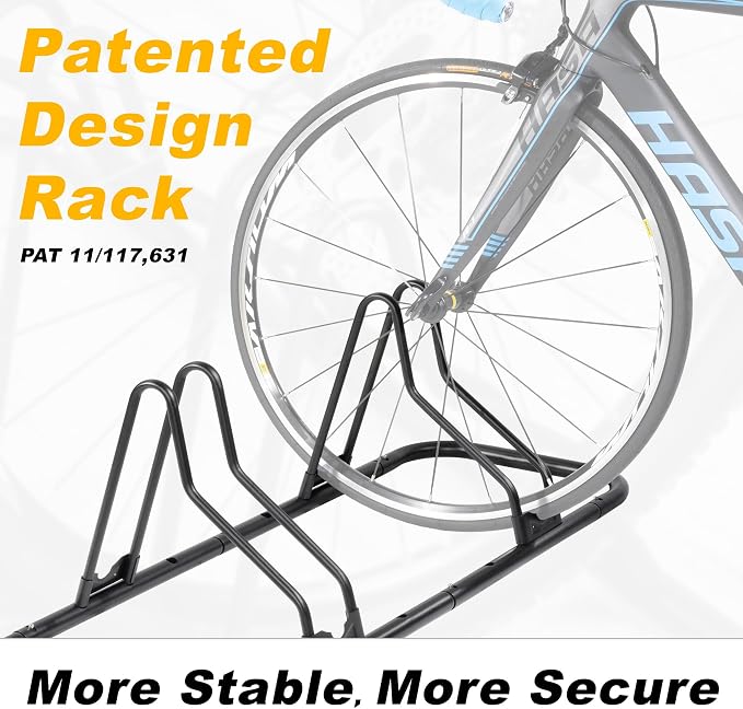 CyclingDeal Bicycle Floor Parking Rack Stand - for Mountain MTB Road Bike - Indoor Home Garage Storage - Upgraded 4 Bikes