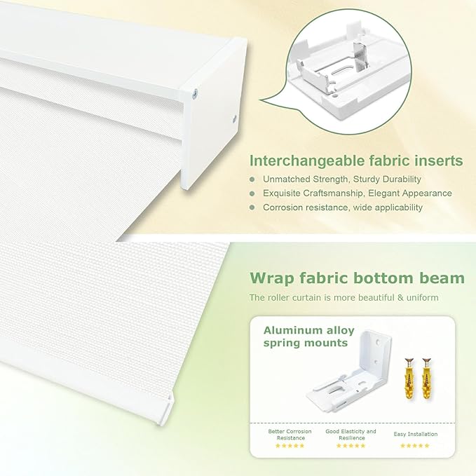 Motorized Roller Blinds with Remote, Cordless Automatic Smart Blackout Blinds, Motorized Roller Shades for Indoor Windows, Compatible with Alexa Google (Fabric White, 36" W x 72" H)