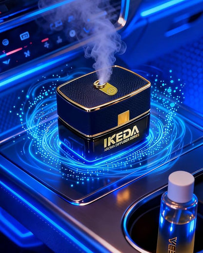 Smart Car Air Fresheners | Luxury Car Aroma Diffuser | with 120ml Long Lasting Perfume | Auto On/Off Car Diffuser | Mini Cube Diffuser for Car, Home by Ikeda (Black)