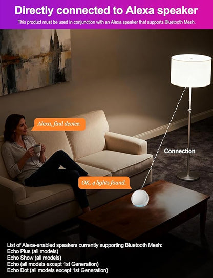 ILC Alexa Light Bulbs 10W (70 Watt Equivalent) Smart Light Bulbs Compatible with Alexa Required Echo Device, 900 Lumens, Color Changing Warm White 2700K (4 Pack)