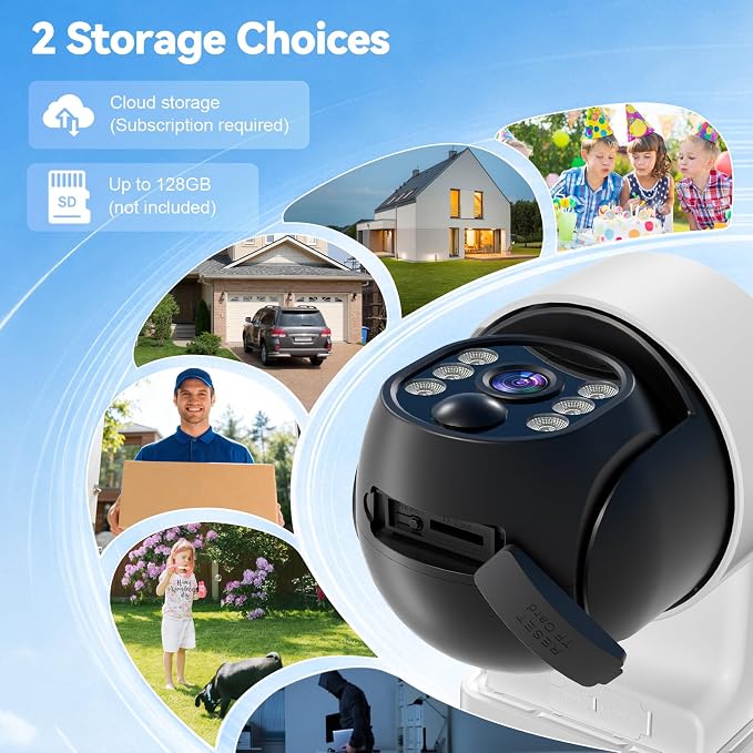 Chpuss Solar Security Camera Wireless Outdoor, 2K HD Surveillance Solar Powered WiFi Camera, Color Night Vision, PIR Detection, 360° View, 2-Way Talk, Spotlight Siren Alarm (Black & White - 2PACK)
