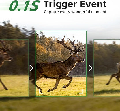 Trail Camera, 2026 New Upgrade 32MP 0.1S Trigger Motion Activated, Game Camera with Night Vision IP66 Waterproof 130 Cam Lens for Outdoor Wildlife Monitoring Home Security, Gifts for Men