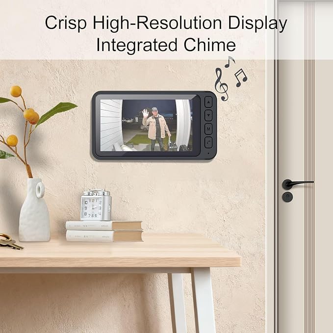 TKMARS Doorbell Camera Wireless No Subscription Video Doorbell, Real-time Intercom, 4.5” Screen, 120° Viewing Angle, No APP, No WiFi