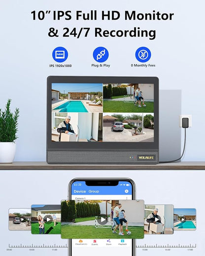 【All-in-One Security System】 4K Wired Security Camera System, Outdoor POE PTZ IP Cameras, Home Video Surveillance Camera Systems