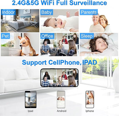 Mini Camera Clock WiFi Camera Alarm 4K FHD Covert Nanny Cam Video Recorder Wireless Indoor Home Office Security Night Vision Motion Detection 5G and 2.4G Wi-Fi Cameras Clock