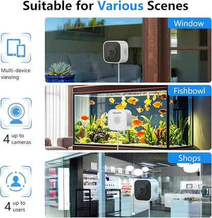 3MP Window Security Camera, Through Glass Indoor 2.4GHz WiFi Camera