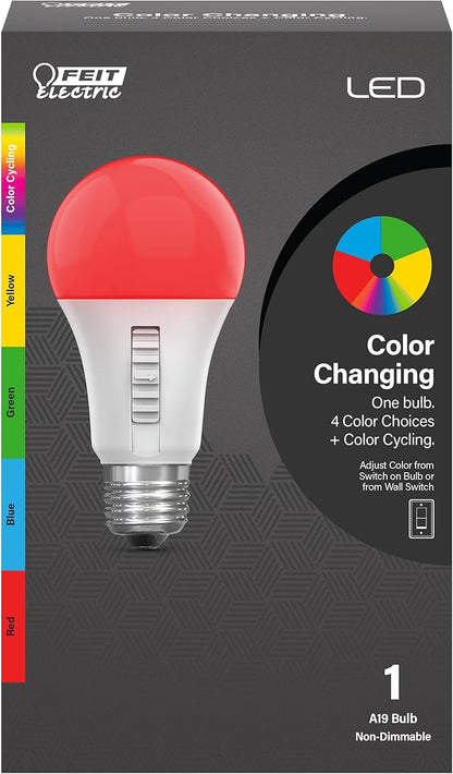 Feit Electric LED Color Changing Light Bulb - A19 with an E26 Medium Base Light Bulb - 60W Equivalent - 15 Year Life