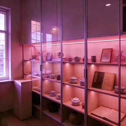 ZSLAIFU Battery Powered LED Strip Lights, 3.3FT COB LED Strip Light, Battery Operated LED Lights, Pink LED Strip Lights Battery Powered for Closet, Cabinet, Shelf, Kitchen, DIY Lighting