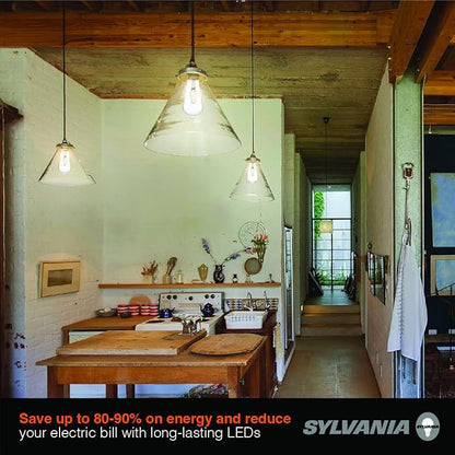 Sylvania ST19 Clear LED White Filament Bulb, 5W, Dimmable, 500 LMS, Medium Base, 5000K, Daylight - 2 Pack (42175)