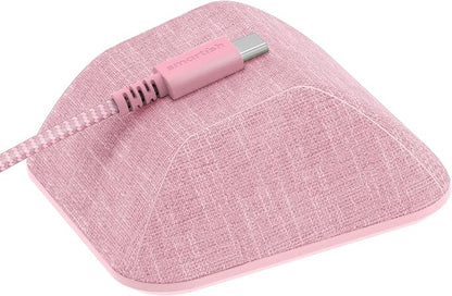 Smartish Magnetic Cord Holder, Cable Wrangler, Nightstand & Desk Organizer | Holds 5 Cords, 2 Cable Clips, Weighted Base, Charger Keeper, Phone Charging Cable Management, Home Office Accessories, Pink