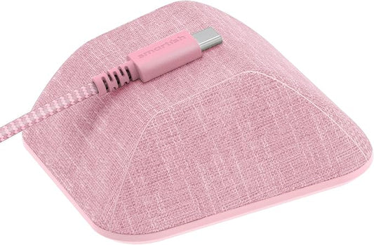 Smartish Magnetic Cord Holder, Cable Wrangler, Nightstand & Desk Organizer | Holds 5 Cords, 2 Cable Clips, Weighted Base, Charger Keeper, Phone Charging Cable Management, Home Office Accessories, Pink
