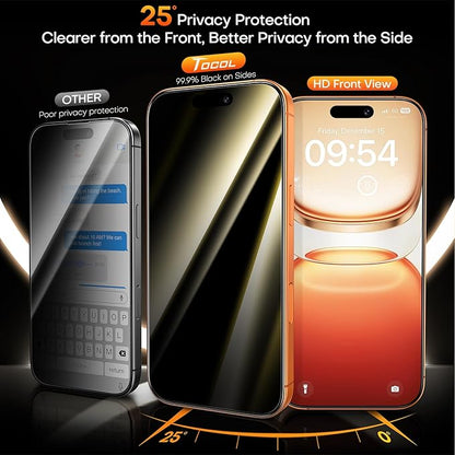 TOCOL Privacy Screen Protector for 17 Pro Max / 16 Pro Max 6.9 inch 9H Hardness Military Grade Shatterproof HD Tempered Glass for 17 ProMax Full Coverage Easy Installation 2 Pack