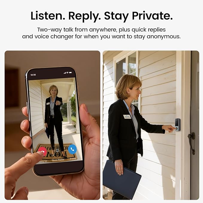 DEKCO Wireless Video Doorbell Camera, 2K Head-to-Toe View (9:16), 170° Wide Angle, Battery Powered Home Security, PIR Motion & AI Human/Package Detection, Voice Changer, Cloud Storage Edition