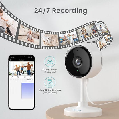 litokam Indoor Cameras for Home Security with Night Vision, Pet Cam with Phone App, Indoor Security Camera, Motion Detection, 2-Way Audio, WiFi Camara Home Cams 1080P