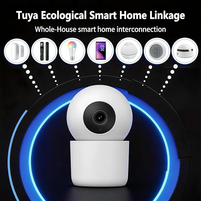Indoor Pan/Tilt Home Security Mobile Tracking Camera 2K 3MP, 345 Degree Wireless WiFi Webcam/Monitor for Baby/Elder with Night Vision & Phone App (128G SD Card Storage), 2 Way Audio, Human Detection