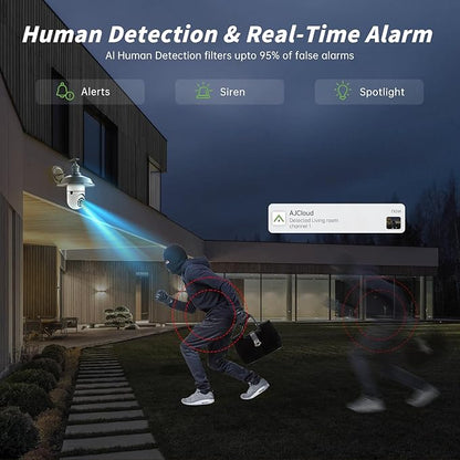 Light Bulb Security Cameras,5MP & 360° PTZ Light Bulb Camera Outdoor, 5G&2.4G Light Bulbs Camera,AI Motion Detection,Color Night Vision,2-Way Talk,Cloud/TF Storage,Compatible with Alexa