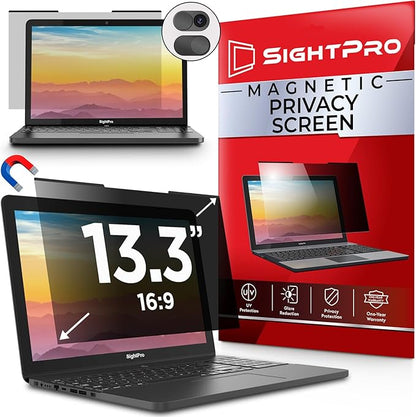 SightPro Magnetic Laptop Privacy Screen 13.3 Inch 16:9 - Patented Removable Laptop Privacy Filter Shield and Protector
