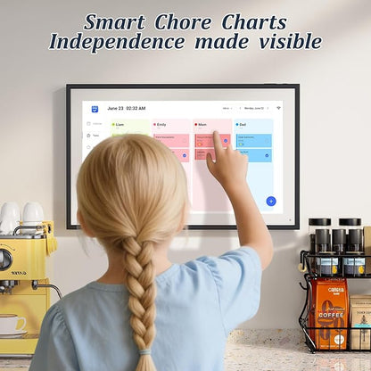 LOOFII 15.6 Inch Smart Digital Calendar – 1920×1080 Full HD Touchscreen Calendar & Family Planner with Chore Chart & Meal Planner, Wall-Mountable (Black White)