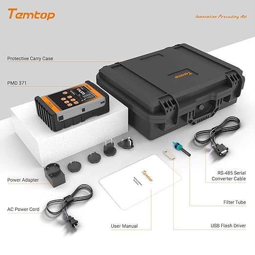Temtop PMD371 Professional Particle Counter: Comprehensive Portable Particulate Sensor for Cleanrooms, Laboratories, and Environmental Monitoring