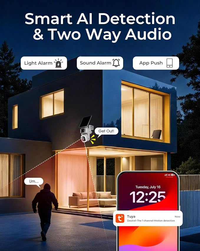 SANSCO 2 Pack 4G LTE Cellular Solar Security Camera, 360-Day Free Data 64GB