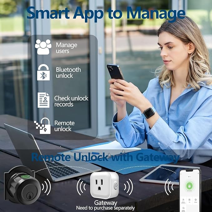 GeekTale Fingerprint Deadbolt Lock with APP, Smart Deadbolt for Front Door