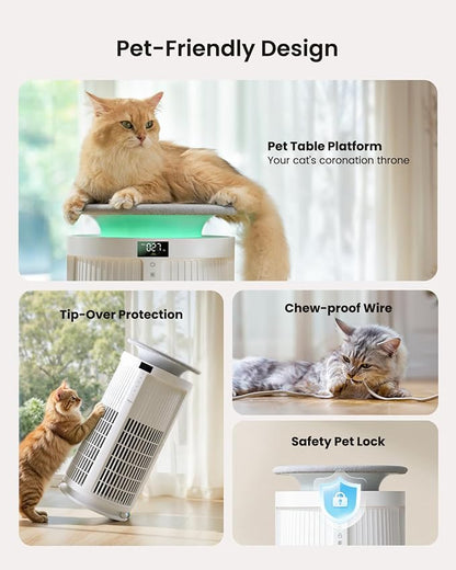 Large Air Purifiers for Home Large Room up to 4200 ft², Yaber HEPA Air Purifier for Home Pets, Auto Mode PM2.5 VOC Monitor with Lights, APP Smart Air Cleaner for Pet Hair Odor Pollen Smoke Dust