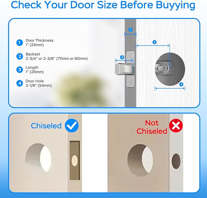 Smart Fingerprint Door Handle, Keyless Entry Biometric Lock with Passcode & Mechanical Key, Easy Install Interior Door Lock for Home/Bedroom/Office,Matte Black