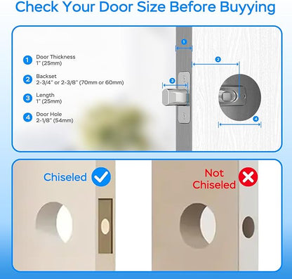 Smart Fingerprint Door Handle, Keyless Entry Biometric Lock with Passcode & Mechanical Key, Easy Install Interior Door Lock for Home/Bedroom/Office,Matte Black