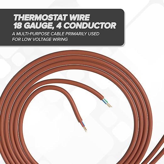 THE CIMPLE CO 18/4 Thermostat Wire 150 FT - Insulated Solid Copper Wiring for HVAC, Furnaces, Video Doorbells, Alarms, Lighting, Smart Thermostats - 18 Gauge, 4 Conductor - 150 Feet (45 Meters), Brown