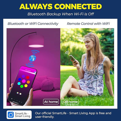 Lightinginside Smart Light Bulb 1100LM, RGBCW BR30 E26 Bulb Works with Alexa/Google Home/SmartLife, 2.4G WiFi Bluetooth Recessed Flood LED Bulbs 12W, No Hub Required, 75W Equivalent, ETL Listed, 4PCS