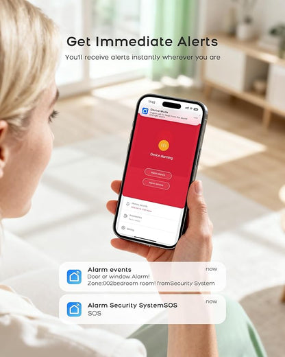 Home Security System, Home Alarm System Wireless 8 Piece Kit with Phone APP Alert Siren Remote Control Motion Detection Real-time Alarm No Contract Required,24/7 Protection