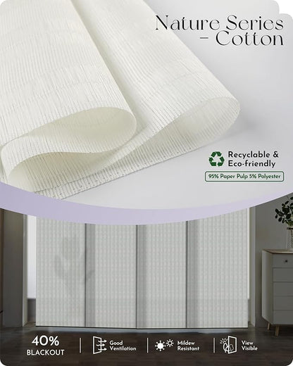 Graywind Motorized Natural Sliding Panels Compatible with Alexa Google Light Filtering Smart Panel Track Blinds for Patio Sliding Door, Custom Size (Cotton)