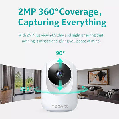 Indoor Security Camera,2.4G WiFi Cameras for Home Security,Pan Tilt 355°View 100°vertical,Motion Detection for Baby&Pet Monitor Dog Camera with PIR,Color Night Vision,2-Way Talk,Cloud/SD,6 IR LED