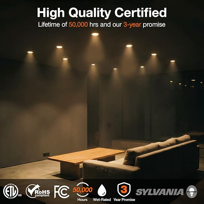 LEDVANCE 6" Night Ring Recessed Ceiling Downlight with Night Light, 12W, Recessed Lighting with 5 CCT (2700K/3000K/3500K/4000K/5000K), 1000 LMS, 90 CRI, Energy Star, Damp Rated - 1 Pack (65793)
