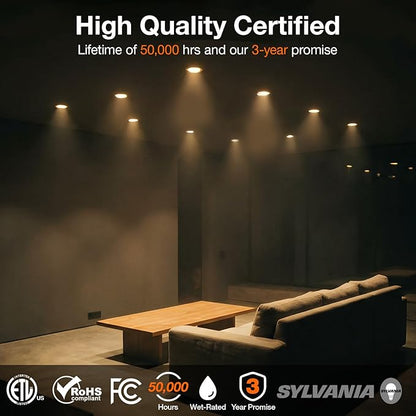 LEDVANCE 4" Night Ring Recessed Ceiling Downlight with Night Light, 10W, Recessed Lighting with 5 CCT (2700K/3000K/3500K/4000K/5000K), 830 LMS, 90 CRI, Energy Star, Damp Rated - 1 Pack (65792)