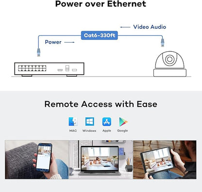 ONWOTE 6K 12MP 16 Channel PoE NVR, Smart AcuSearch, 16CH Video Audio Recorder (Built-in 16 PoE Ports), Only Work with ONWOTE 12MP/4K 8MP/6MP/5MP POE IP Cameras, Support 20TB (No Hard Drive Included)