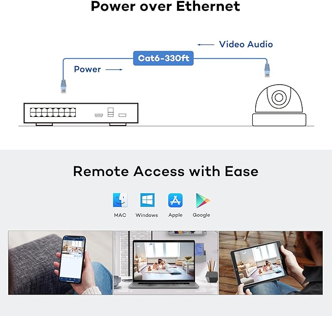 ONWOTE 12MP 16 Channel PoE NVR (Built-in 16 PoE Ports), 4TB HDD Included, Smart AcuSearch, Only Work with ONWOTE PoE IP Cameras, 16CH 6K 4K 8MP NVR Security Video Audio Recorder, 2 SATA Support 20TB