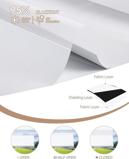 Kincmo Motorized Blinds with Remote, Motorized Zebra Shades Work with Apple Homekit,Alexa,Google Home, Customized Electric Blinds with Remote,App,Voice Control (95% Blackout Gabriel White)