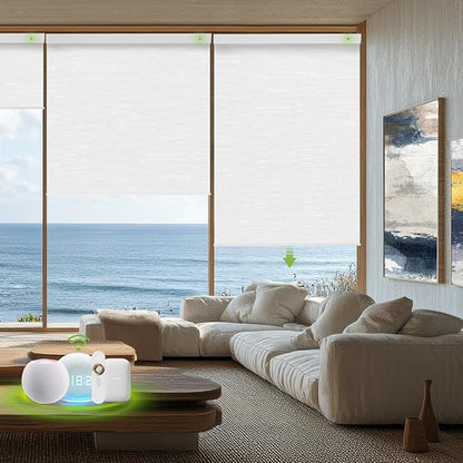Motorized Blinds with Remote，100% Blackout Smart Blinds Motorized Roller Shades Compatible with Alexa Automatic Blinds for Windows Electric Window Blinds Customized Size Moonbeam Lace