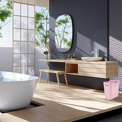 Small Pink Trash Can Wastebasket, 2.9 Gallon Plastic Garbage Can Waste Basket for Narrow Spaces Bathrooms Laundry Room Kitchens Offices Kids Rooms (Pink)