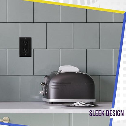 ENERLITES 40 Pack Decorator Wall Outlet, 15A Standard Electrical Receptacle | Self-Grounding, UL Listed, 5-15R, 125V, Non-Tamper Resistant Residential Outlets for Home, Kitchen, Bathroom, Glossy Black