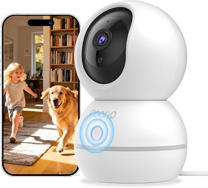 Noorio Security Camera 2K, Baby Monitor Dog Camera 360-degree for Home Security/Smart Motion Tracking, Phone App, IR Night Vision, Siren, Compatible with Alexa, 2-Way Audio, CS201