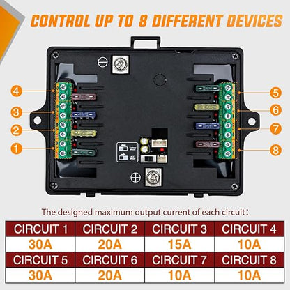 Nilight 8 Gang Switch Panel APP RGB 12V 24V Circuit Control System 4-Mode | w/Power Source Switch APP Remote Control Automatic Dimmable Toggle/Momentary/Strobe/Flash for Car Pickup Truck Camper SUV